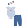 Conjunto Little Me leggins body manga corta con vuelos y accesorio cabello azul niña - Kinder Guatemala - 