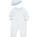 Conjunto Little Me pijama con pies, zipper delantero y gorrita estampado de oso azul y estrellas niño - Kinder Guatemala - pijama de algodón