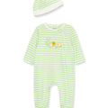 Conjunto Little Me pijama con pies, zipper delantero y gorrita estampado de rayas y diseño de oruga niño - Kinder Guatemala - Para dormir