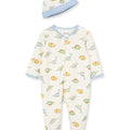 Conjunto Little Me pijama con pies, zipper delantero y gorrita estampado y diseño de dinosaurio niño - Kinder Guatemala - pijama de algodón