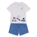 Conjunto Street Monkey 2 piezas: T-shirt manga corta y pantaloneta con bolsas al frente diseño de perro multicolor para niño - Kinder Guatemala - Conjunto camisa y pantaloneta