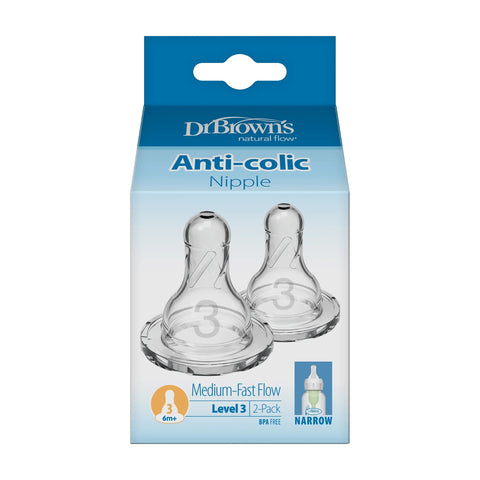 Dr. Brown's - Mamón Silicón Cuello Delgado Nivel 3 (6 meses +), 2-pack - Kinder Guatemala -