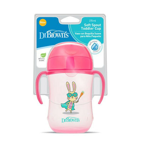 Dr. Browns - Vaso de transición con boquilla suave 9oz. rosado - Kinder Guatemala - 