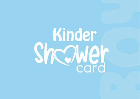 Tarjeta de regalo Kinder azul con la frase "Kinder Elige bien" en blanco.