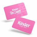 Tarjeta de regalo rosa "Kinder Shower Card" con diseño minimalista para Baby Shower de niña.