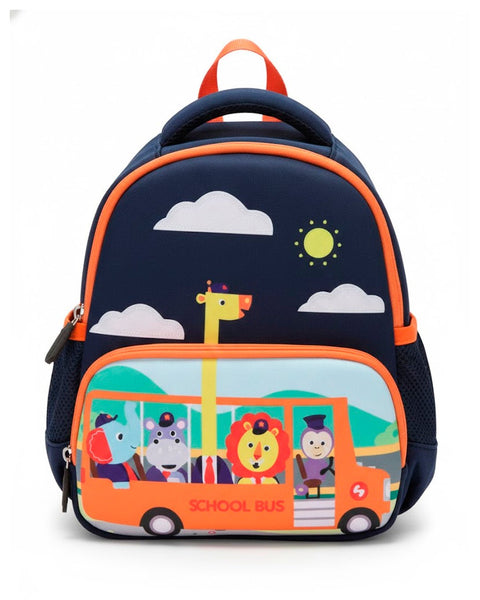 Mochila Wolfy con diseño de bus color azul - Kinder Guatemala - Mochilas