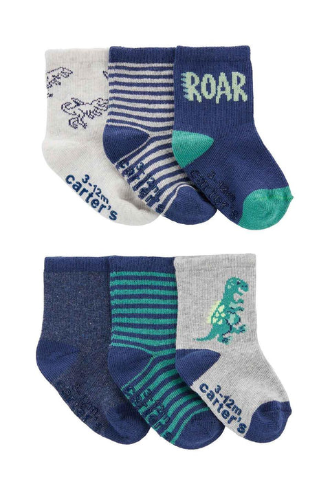 Paq. de 6 pares de calcetines diseño de dinosaurio, niño - Kinder Guatemala - Calcetas y Calcetines