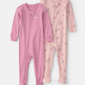 Paquete de 2 pijamas Carter's de algodón con pies diseño fresas para niña - Kinder Guatemala - set de 2 pijamas