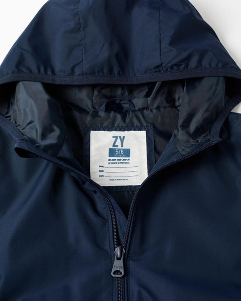 PARKA HOODED POLY, AZUL OSCURO, 3/4 - Kinder Guatemala -