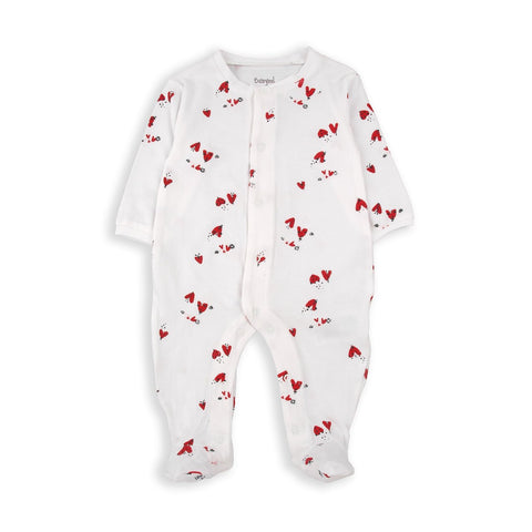 Pijama Baby Bol con pies y broches diseño de corazones de algodón color blanco para niña - Kinder Guatemala - Pijama con pies