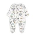 Pijama Baby Bol con pies y broches diseño dinosaurios de algodón color blanco para niño - Kinder Guatemala - Pijama con pies