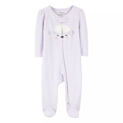 Pijama Carter con pies y zipper doble, diseño de cordero color lila para niña - Kinder Guatemala - pijama de algodón