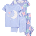 Pijama Carters 4 piezas: 1 pantalón, short y2 blusas de manga corta diseño de estrellas color morado para niña - Kinder Guatemala - pijama básica