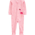 Pijama Carters con pies y zipper diseño de flamenco color rosado de algodón para niña - Kinder Guatemala - Pijama con pies