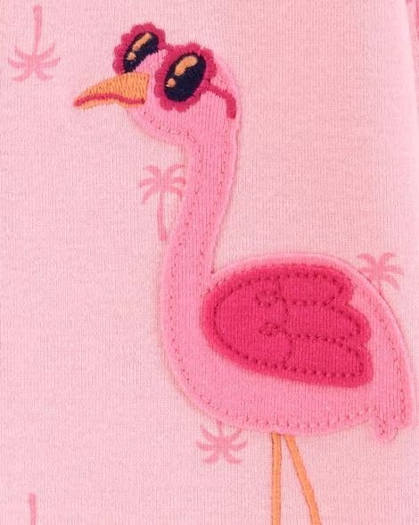 Pijama Carters con pies y zipper diseño de flamenco color rosado de algodón para niña - Kinder Guatemala - Pijama con pies