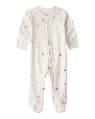 Pijama Carters con pies y zipper diseño de noche buena interlock color beige unisex - Kinder Guatemala - Pijamas