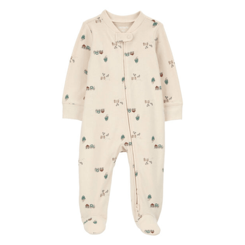 Pijama Carters con pies y zipper doble al frente diseño de camión color kaki para niño - Kinder Guatemala - 