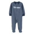 Pijama Carters con pies y zipper doble via diseño little brother rayada color azul para niño - Kinder Guatemala - pijama básica