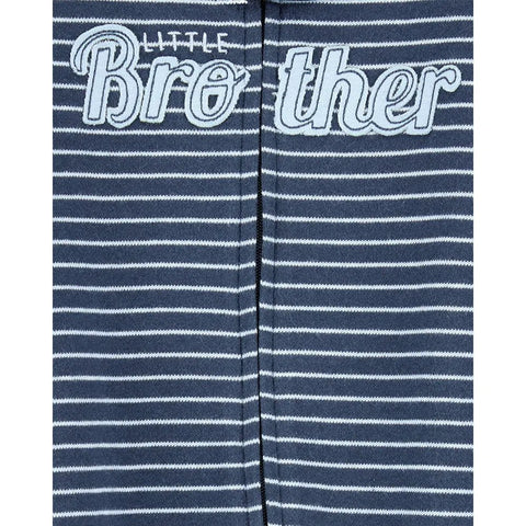 Pijama Carters con pies y zipper doble via diseño little brother rayada color azul para niño - Kinder Guatemala - pijama básica