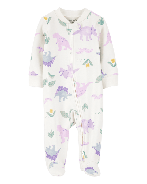 Pijama Carters con pies y zipper doble via estampado de dinosaurios multicolor para niña - Kinder Guatemala - 