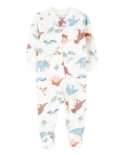 Pijama Carters con pies y zipper doble via estampado de dinosaurios multicolor para niño - Kinder Guatemala - pijama básica