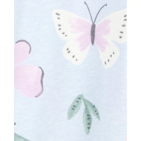 Pijama Carters con pies y zipper doble via estampado de mariposas color celeste para niña - Kinder Guatemala - Para dormir