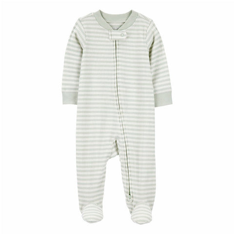 Pijama Carters con pies y zipper doble via rayada color verde para niño - Kinder Guatemala - Para dormir