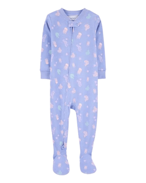 Pijama Carters con pies y zipper estampado de animales marinos color morado para niña - Kinder Guatemala - pijama básica