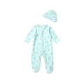 Pijama Little Me con pies y gorrita floral menta - Kinder Guatemala - Pijama y gorrito.