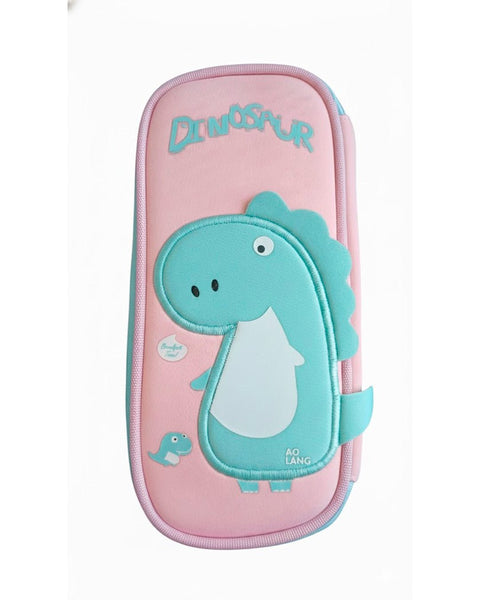 Portalápices Wolfy con diseño de dinosaurio color rosado - Kinder Guatemala - Portalápices