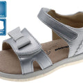 Sandalia Beppi casual con moñita para niña color plateado - Kinder Guatemala - Sandalias