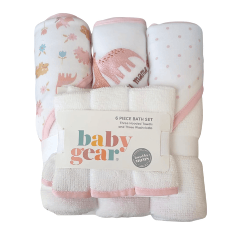 Set de 6 toallas para el baño Baby Gear rosadas niña - Kinder Guatemala - 