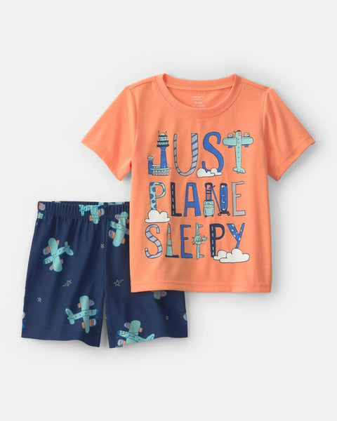 SP26 TB 2PC Poly PJ Blue Orange Airplane - Kinder Guatemala -