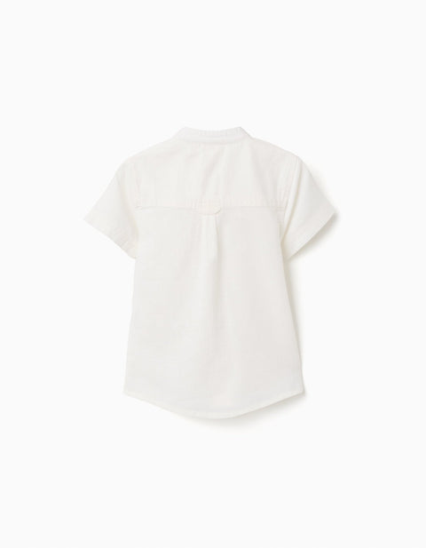SS SHIRT LINEN, LIGHT BLUE, 9/12M - Kinder Guatemala -