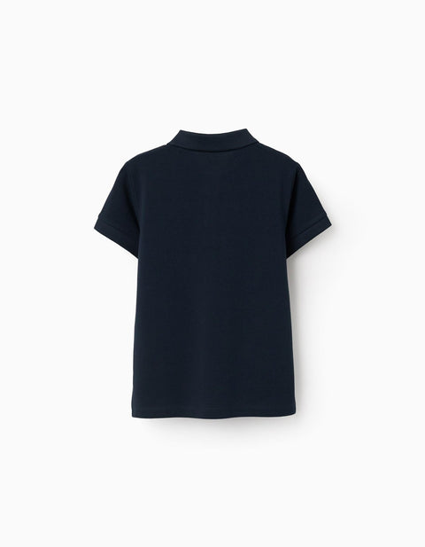 SS SHIRT PIQUE, AZUL OSCURO, 3/4 - Kinder Guatemala -