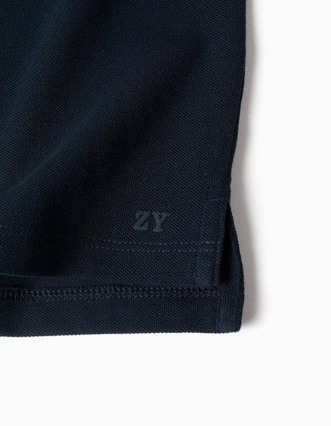 SS SHIRT PIQUE, AZUL OSCURO, 3/4 - Kinder Guatemala -