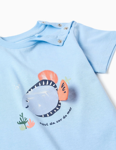 SS TSHIRT JERSEY, AZUL CLARO, 6/9M - Kinder Guatemala -