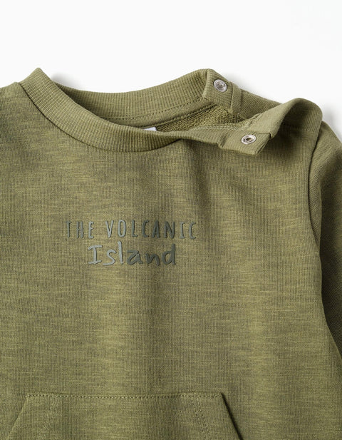 SWEATSHIRT FLEECE, DARK GREEN, 12/18M - Kinder Guatemala -