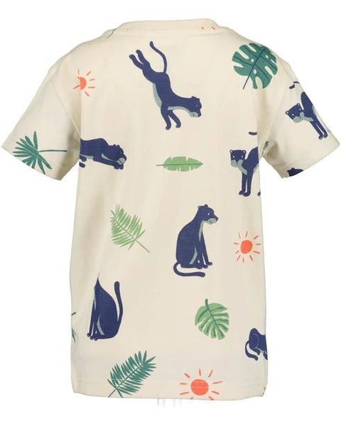 T-shirt de manga corta de Jersey Blue Seven Jungle dinos y hojas - Kinder Guatemala -