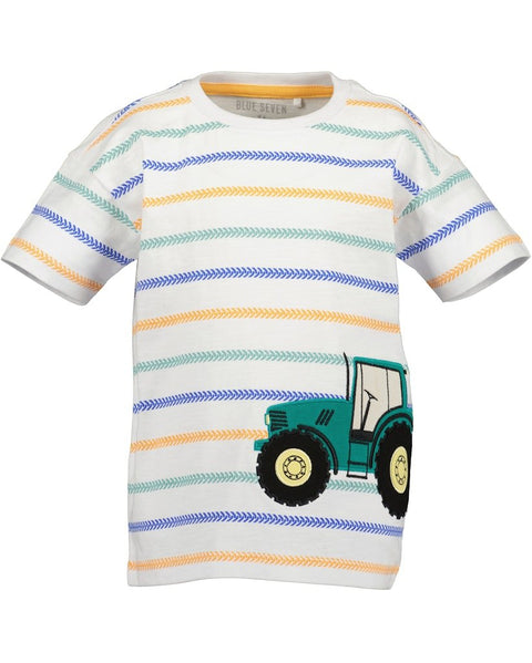 T-shirt de manga corta de Jersey Blue Seven Tractor rayas de colores - Kinder Guatemala -