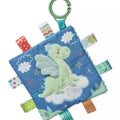 Taggies Crinkle Me Dragón Drax azul con dragón verde, nubes, estrellas y etiquetas sensoriales.