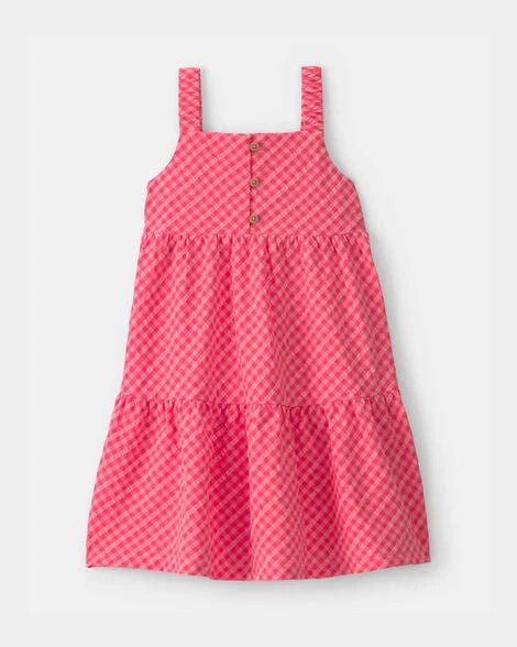 TG Fashion Dress red seersucker - Kinder Guatemala -