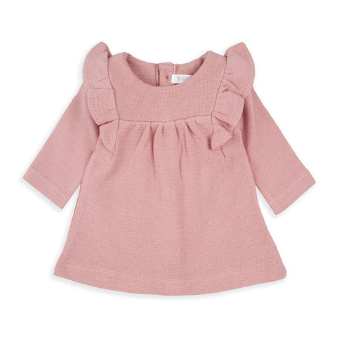 Vestido Baby Bol manga larga con vuelitos en los hombros color rosado para niña - Kinder Guatemala - Vestidos