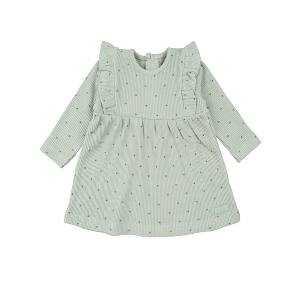 Vestido Baby Bol manga larga vuelitos en los hombros color verde para niña - Kinder Guatemala - Vestidos