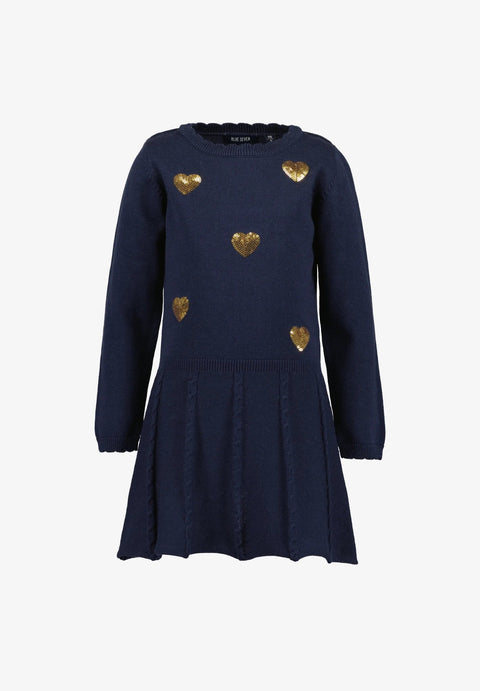 Vestido Blue Seven manga larga diseño de corazones color azul para niña - Kinder Guatemala - Vestidos