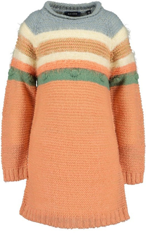 Vestido Blue Seven manga larga diseño de rayas color melon para niña - Kinder Guatemala - Vestidos