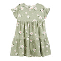 Vestido Carters manga corta 2 paneles color verde floreado de algodón para niña - Kinder Guatemala - Vestido de algodón.