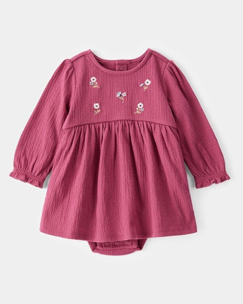 Vestido Carters manga larga con body color corinto para niña - Kinder Guatemala - Vestidos
