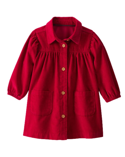 Vestido Carters manga larga con botones al frente y bolsitas de cordoroy color rojo para niña - Kinder Guatemala - Vestidos