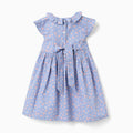 Vestido celeste Zippy floral cuello y mangas con vuelitos - Kinder Guatemala -